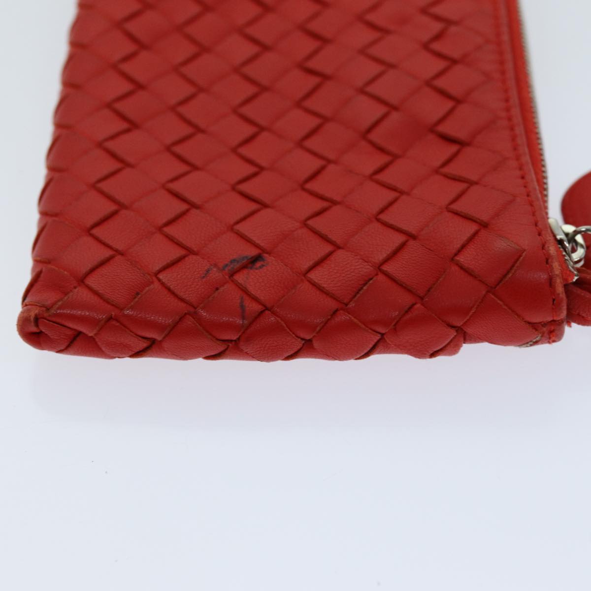 BOTTEGA VENETA INTRECCIATO Coin Purse Leather Red Auth bs14630