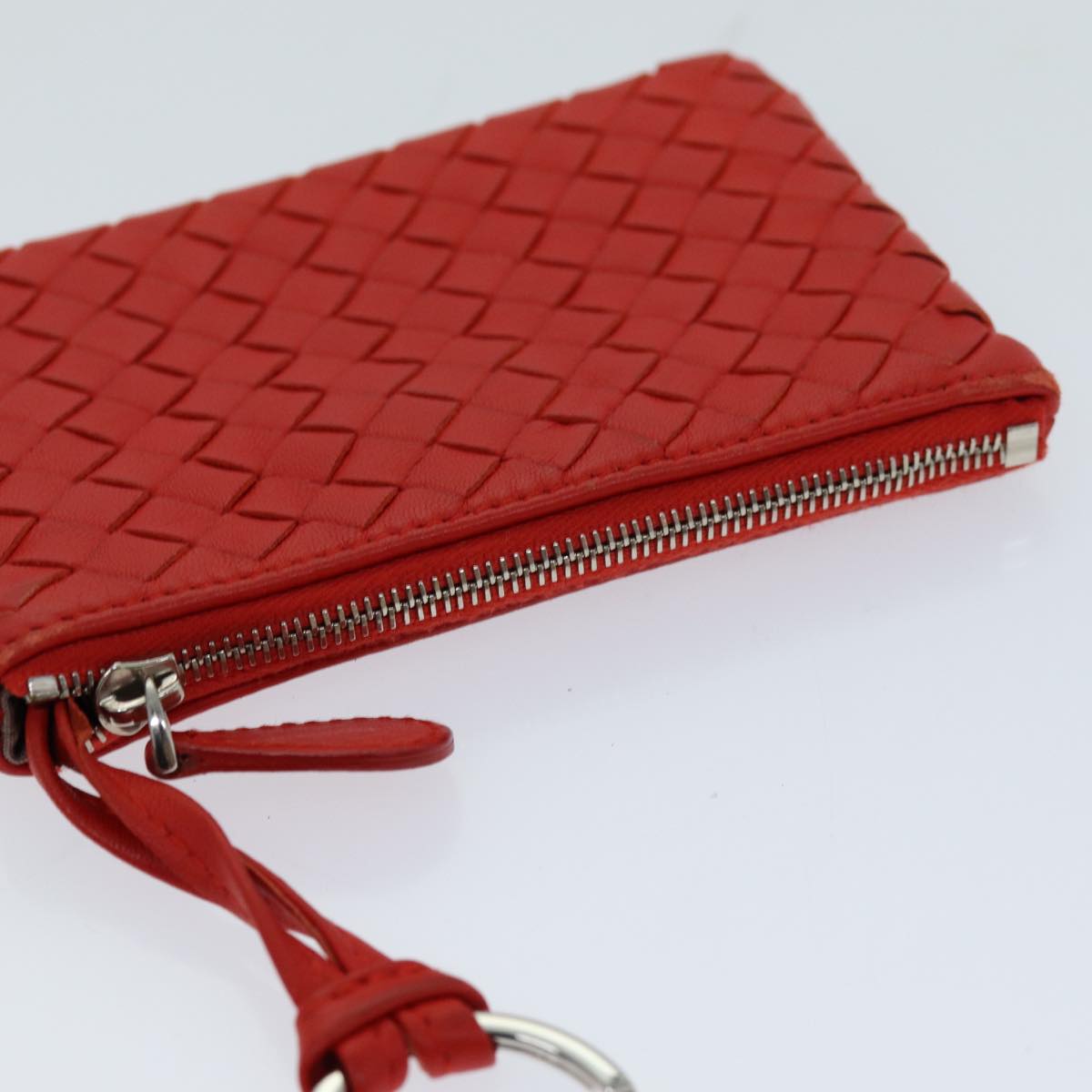 BOTTEGA VENETA INTRECCIATO Coin Purse Leather Red Auth bs14630