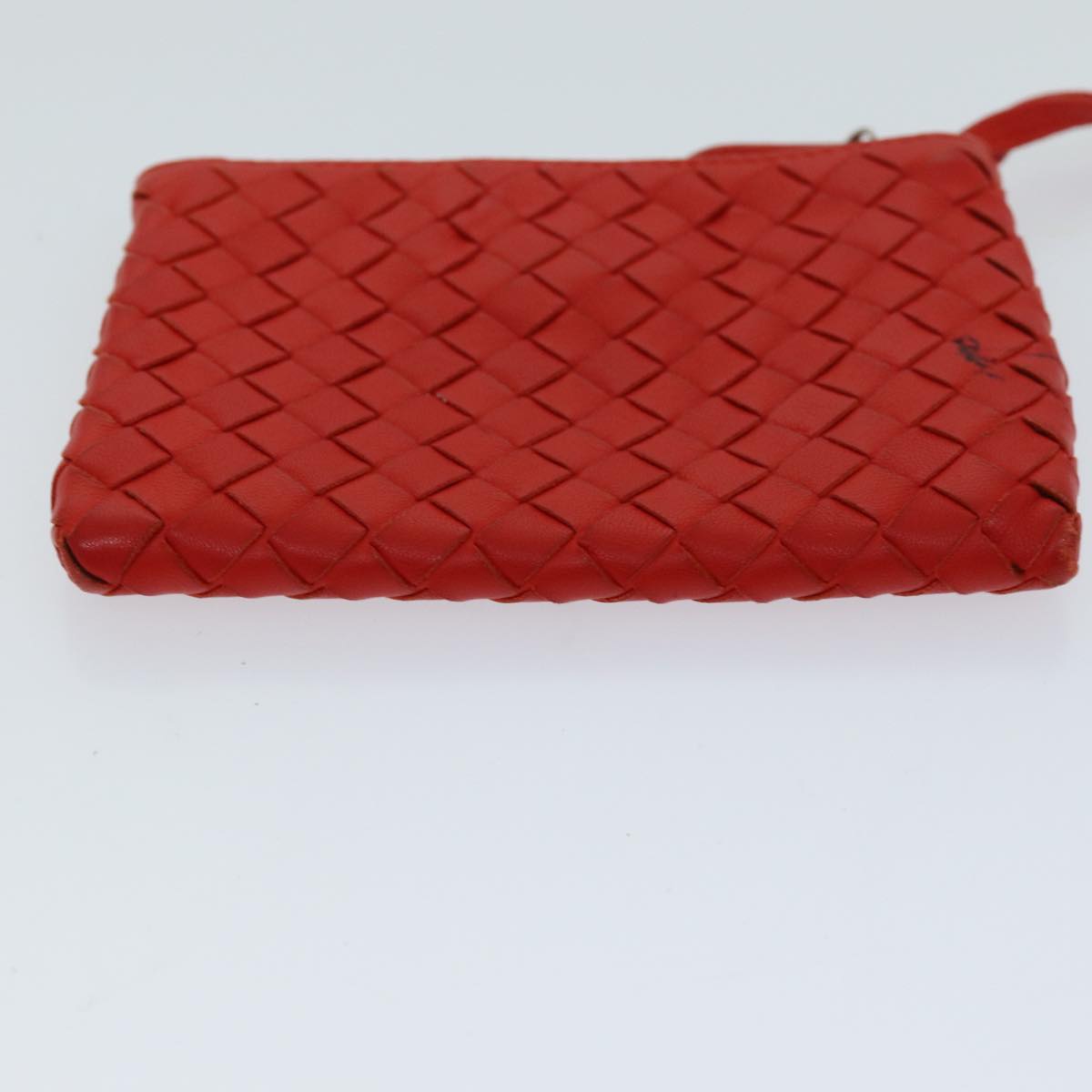 BOTTEGA VENETA INTRECCIATO Coin Purse Leather Red Auth bs14630