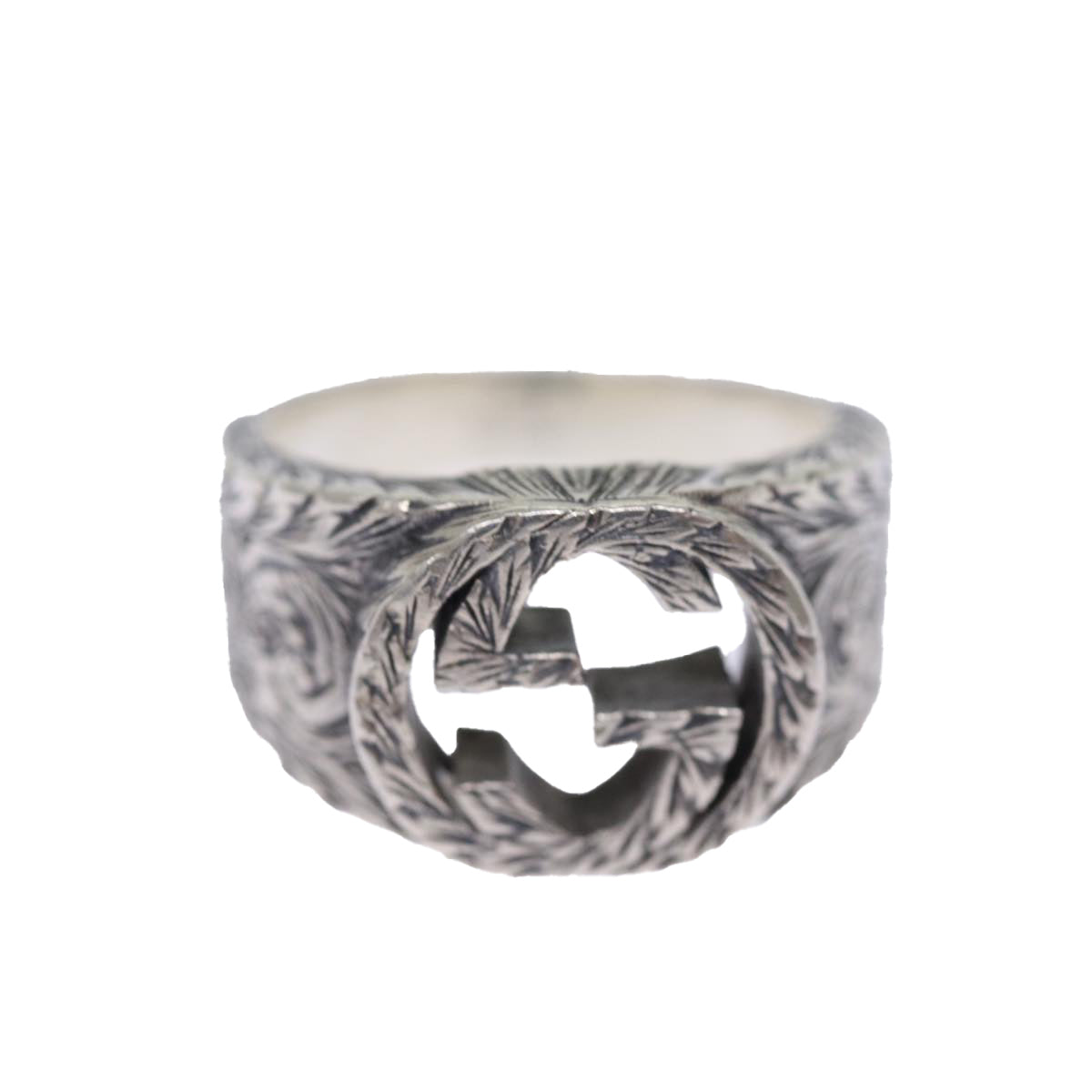 GUCCI Interlocking Ring Ag925 Silver Auth bs14631