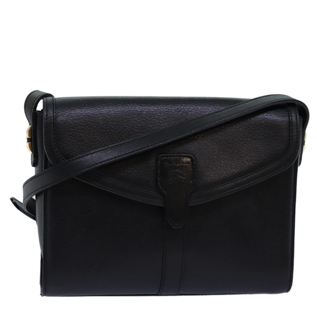 Burberrys Shoulder Bag Leather Black Auth bs14648