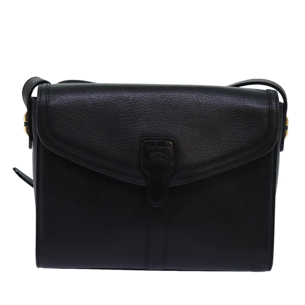 Burberrys Shoulder Bag Leather Black Auth bs14648