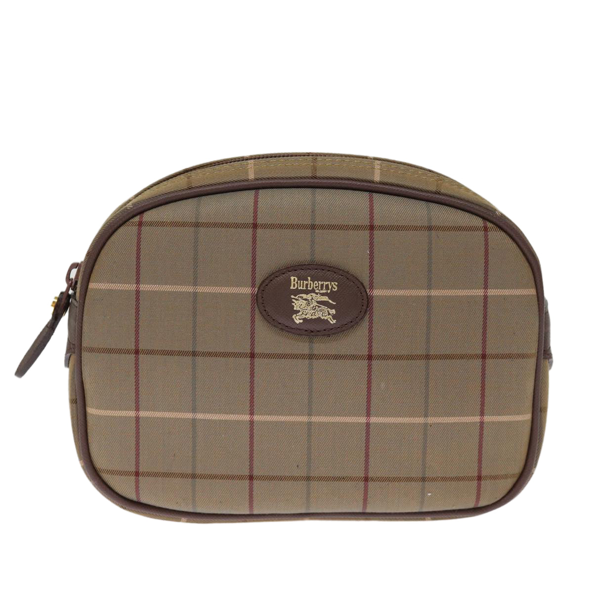 Burberrys Nova Check Pouch Canvas Beige Auth bs14713