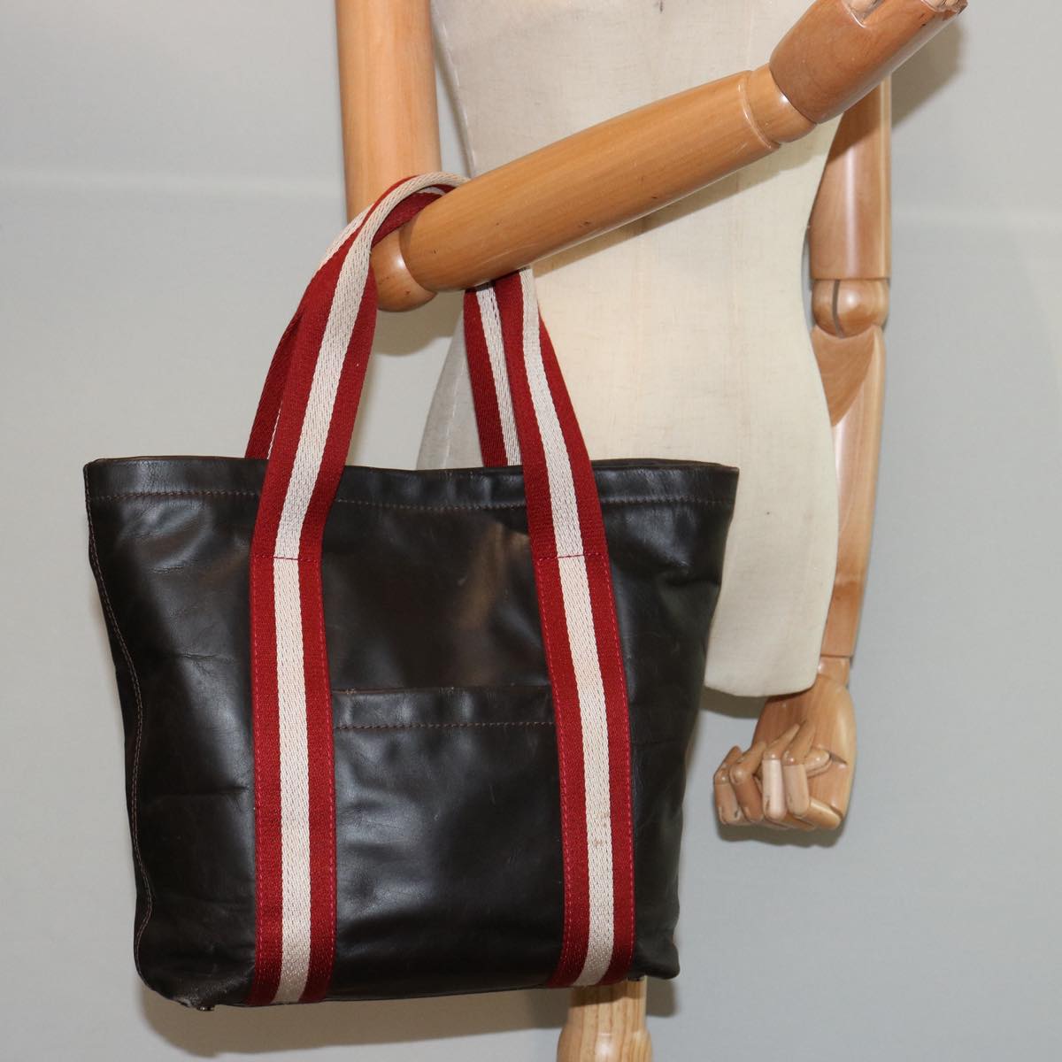 BALLY Tote Bag Leather Brown Auth bs14716