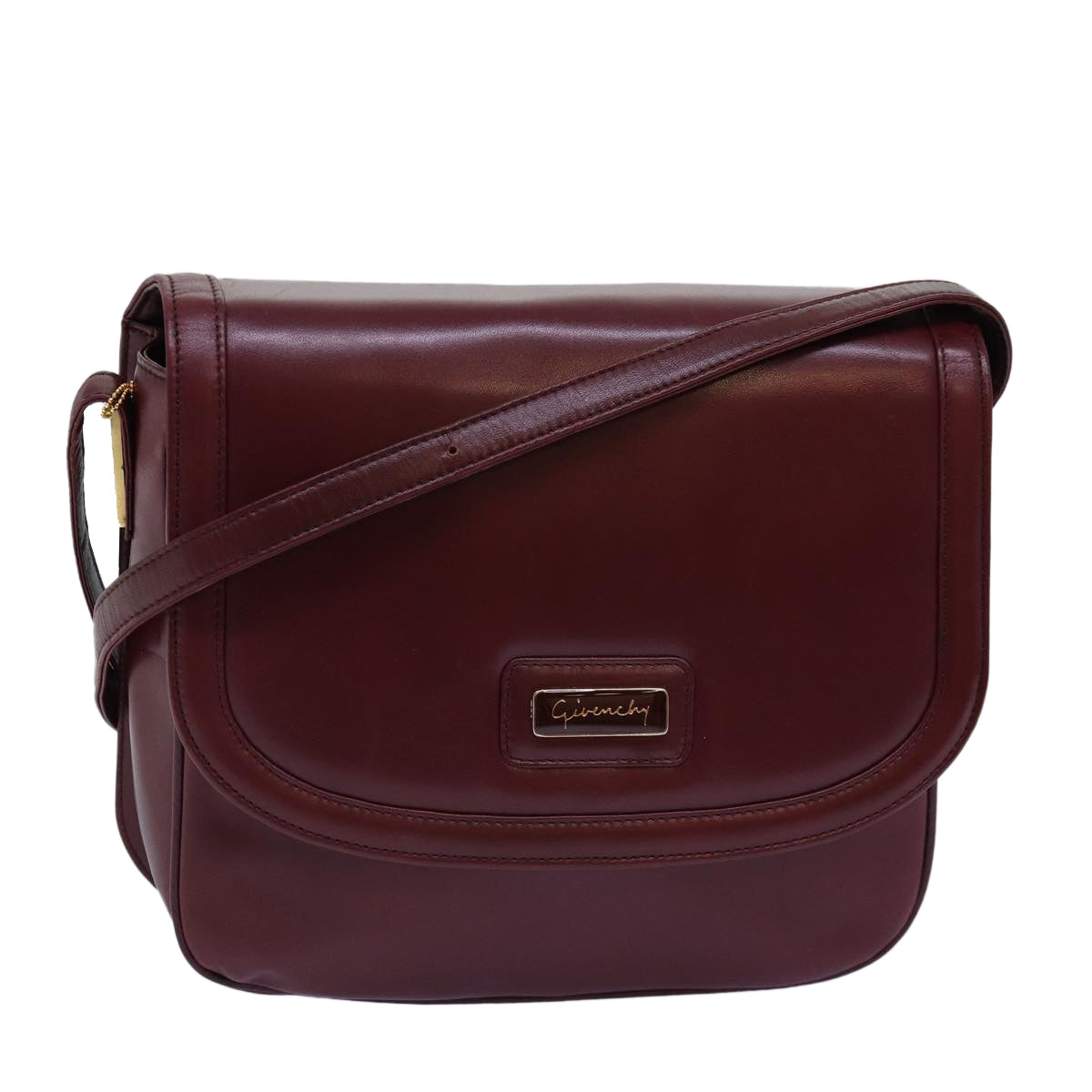 GIVENCHY Shoulder Bag Leather Bordeaux Auth bs14795