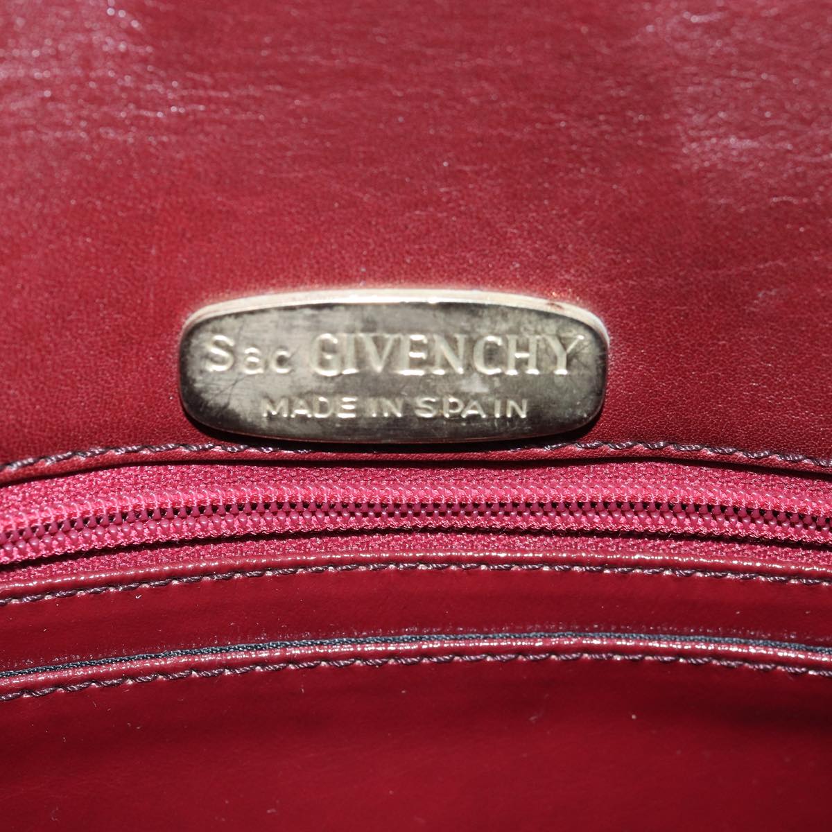 GIVENCHY Shoulder Bag Leather Bordeaux Auth bs14795