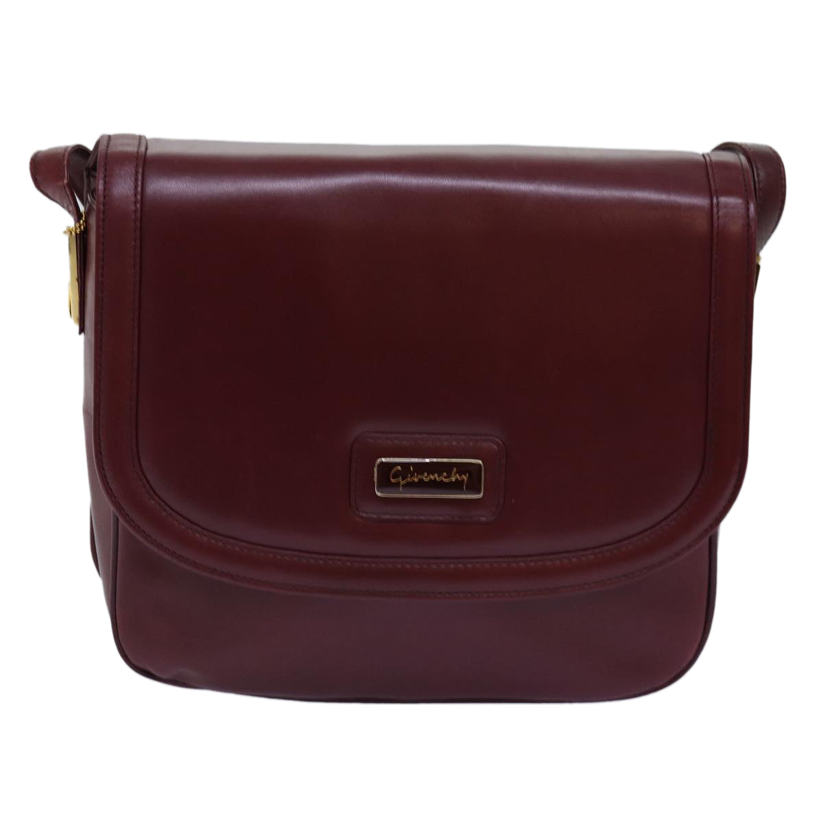 GIVENCHY Shoulder Bag Leather Bordeaux Auth bs14795