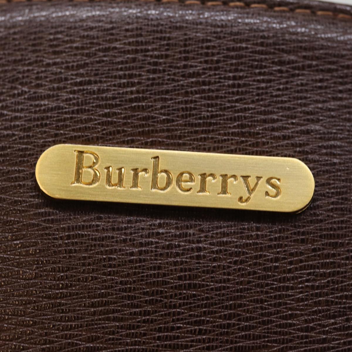 Burberrys Hand Bag Leather Brown Auth bs14824