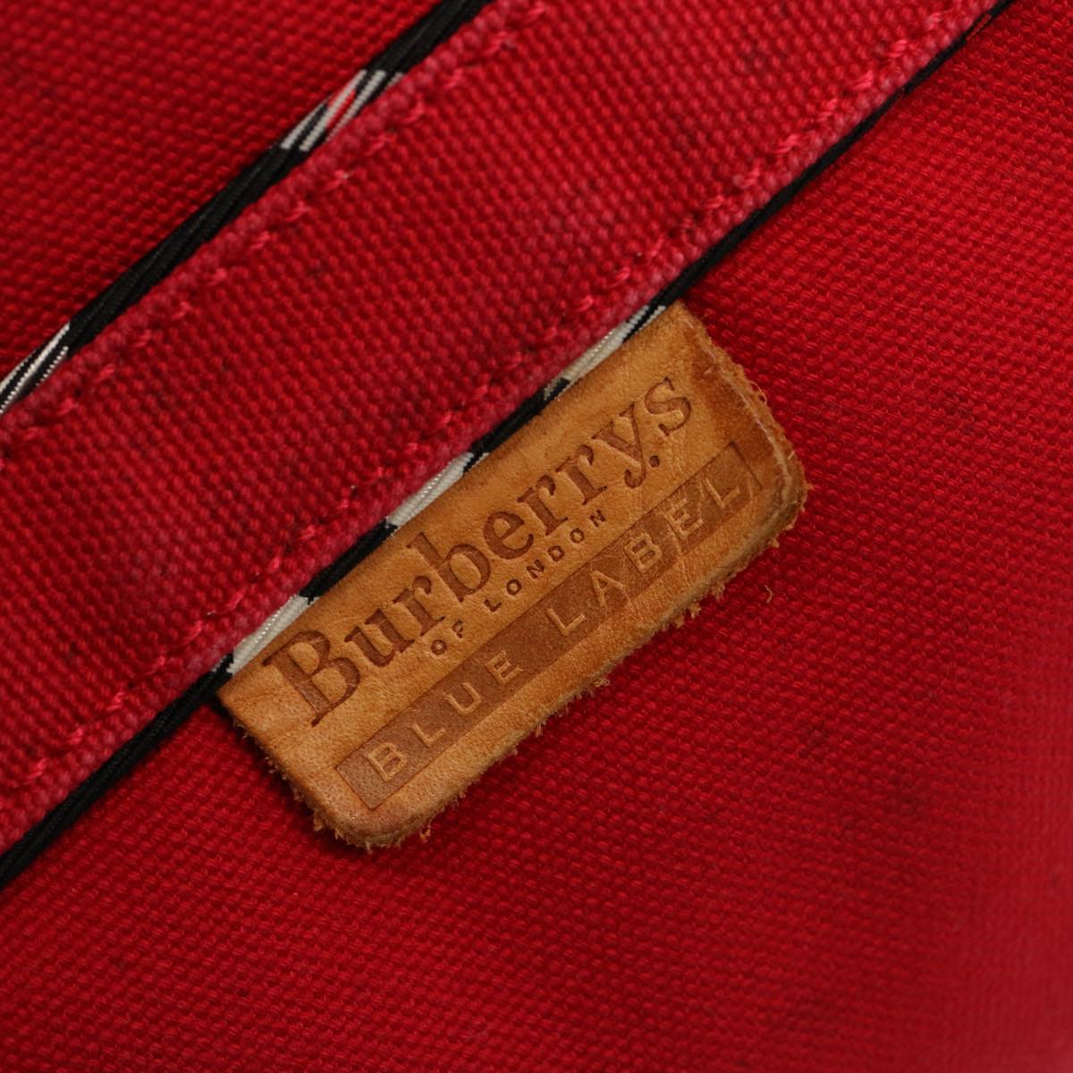 Burberrys Blue Label Tote Bag Canvas Red Auth bs14830