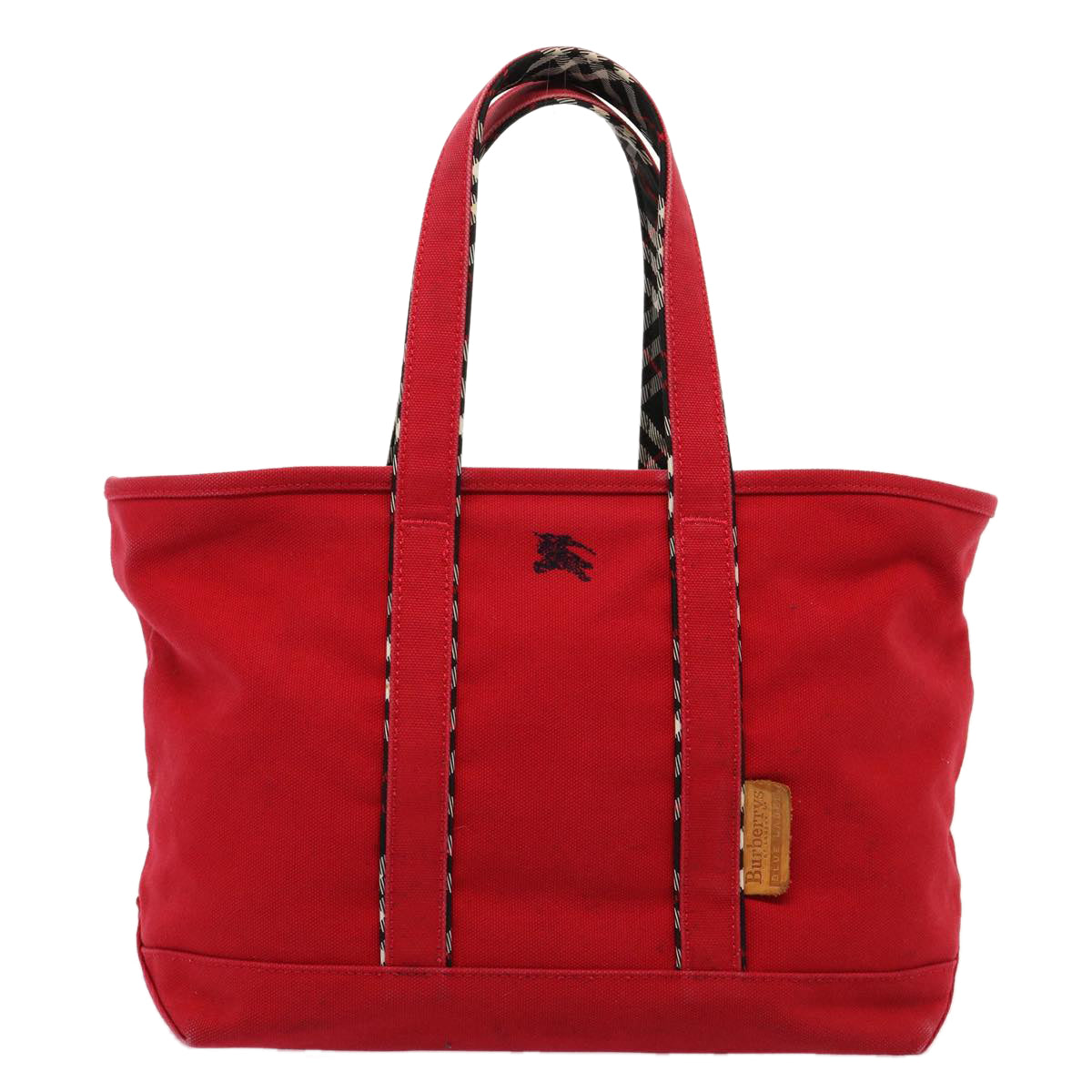 Burberrys Blue Label Tote Bag Canvas Red Auth bs14830