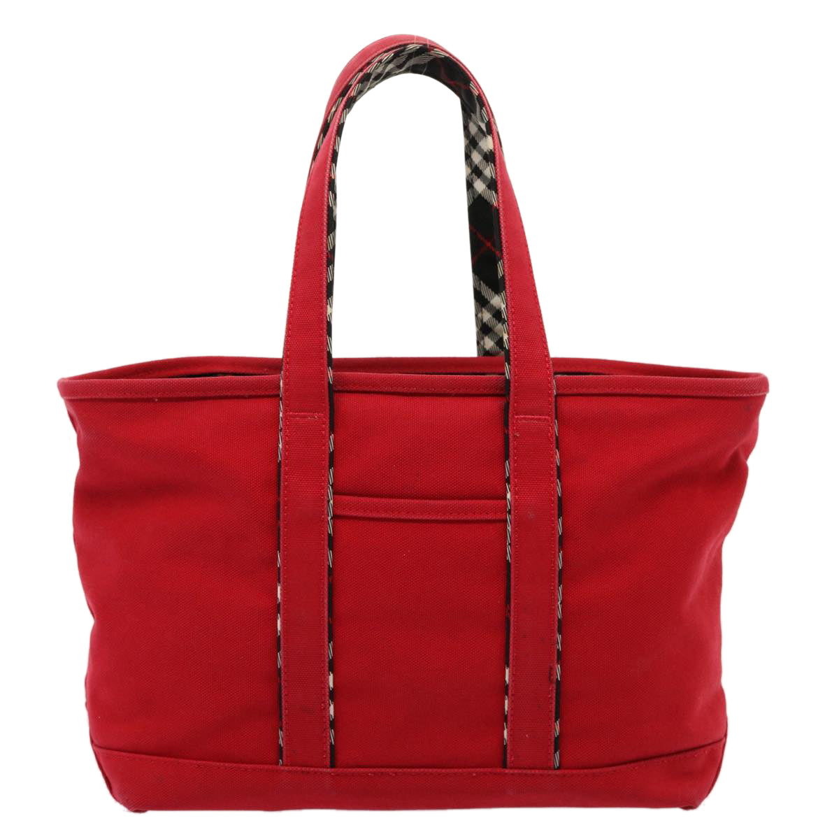 Burberrys Blue Label Tote Bag Canvas Red Auth bs14830