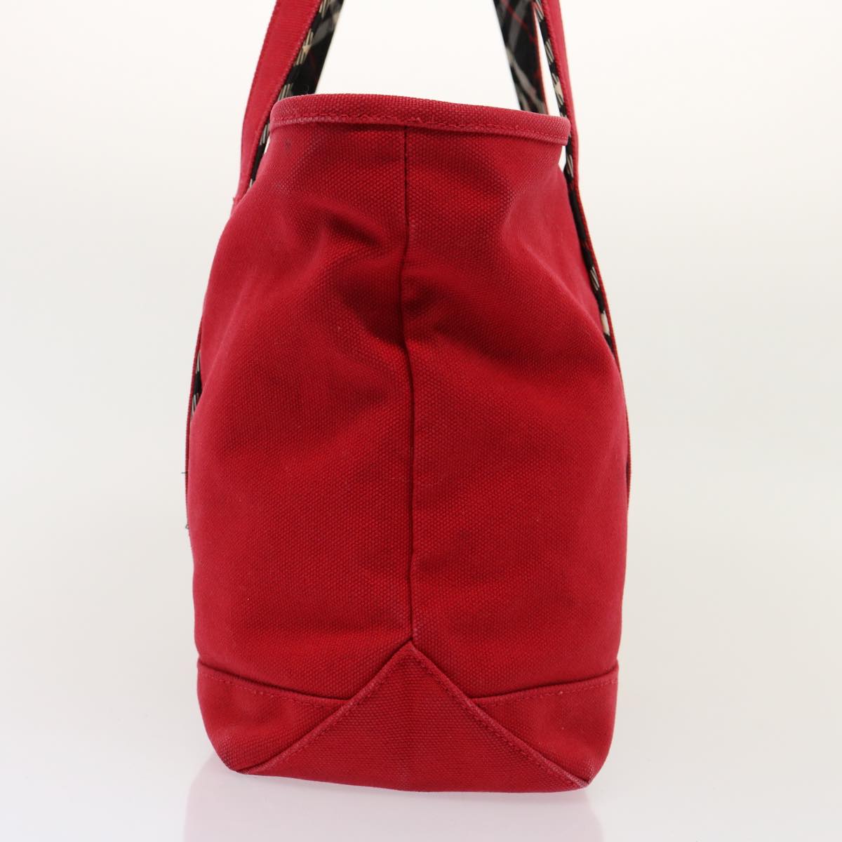 Burberrys Blue Label Tote Bag Canvas Red Auth bs14830