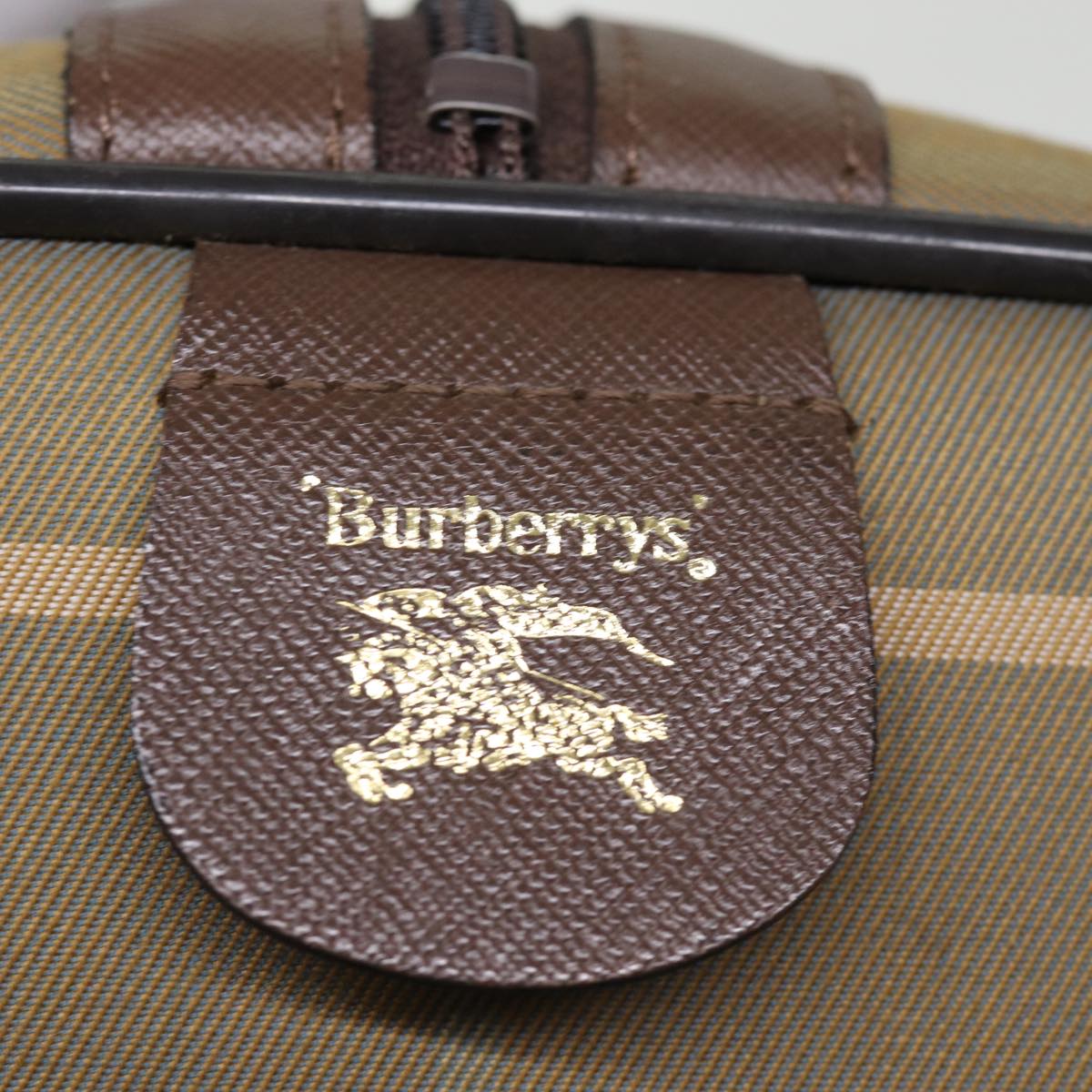 Burberrys Nova Check Boston Bag Canvas Khaki Auth bs14854