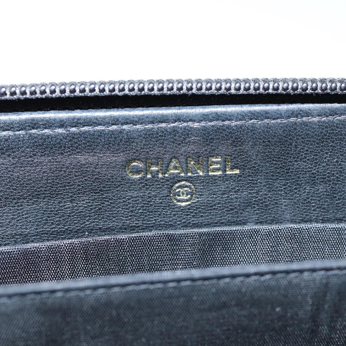 CHANEL COCO Mark Wallet Caviar Skin Black CC Auth bs14885