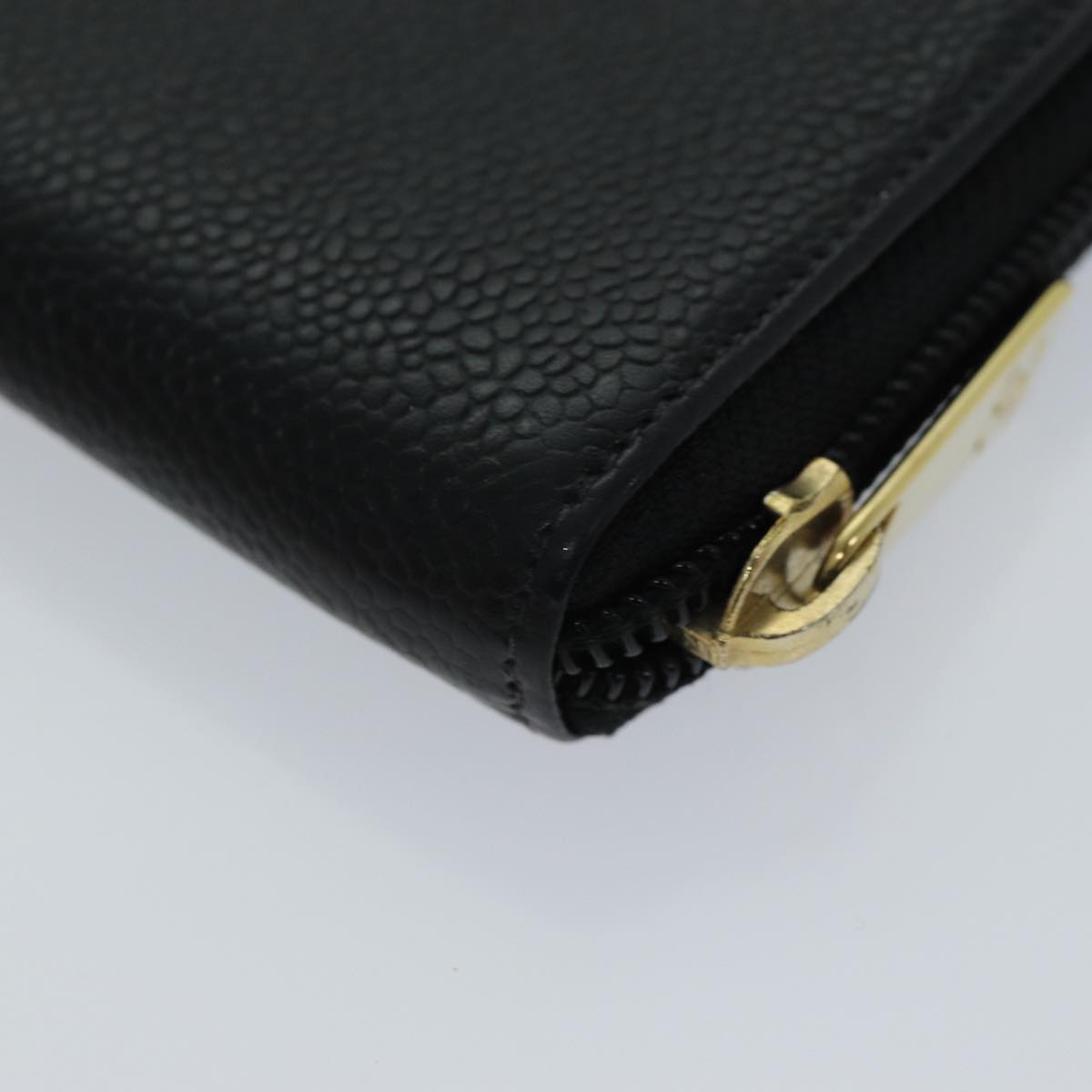 CHANEL COCO Mark Wallet Caviar Skin Black CC Auth bs14885