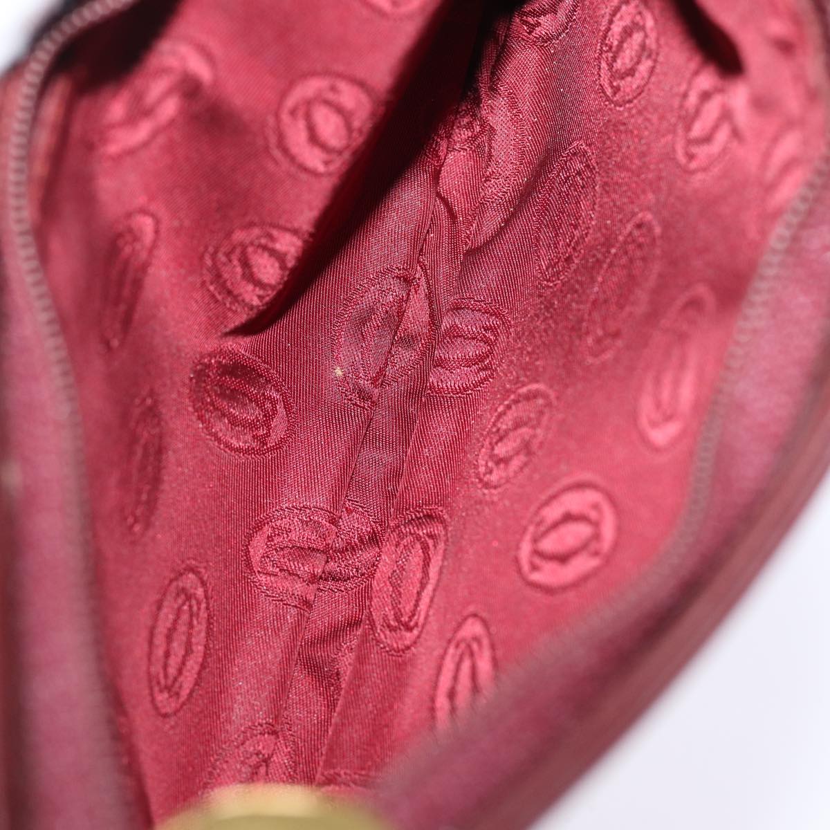 CARTIER Coin Purse Leather Red Auth bs14892