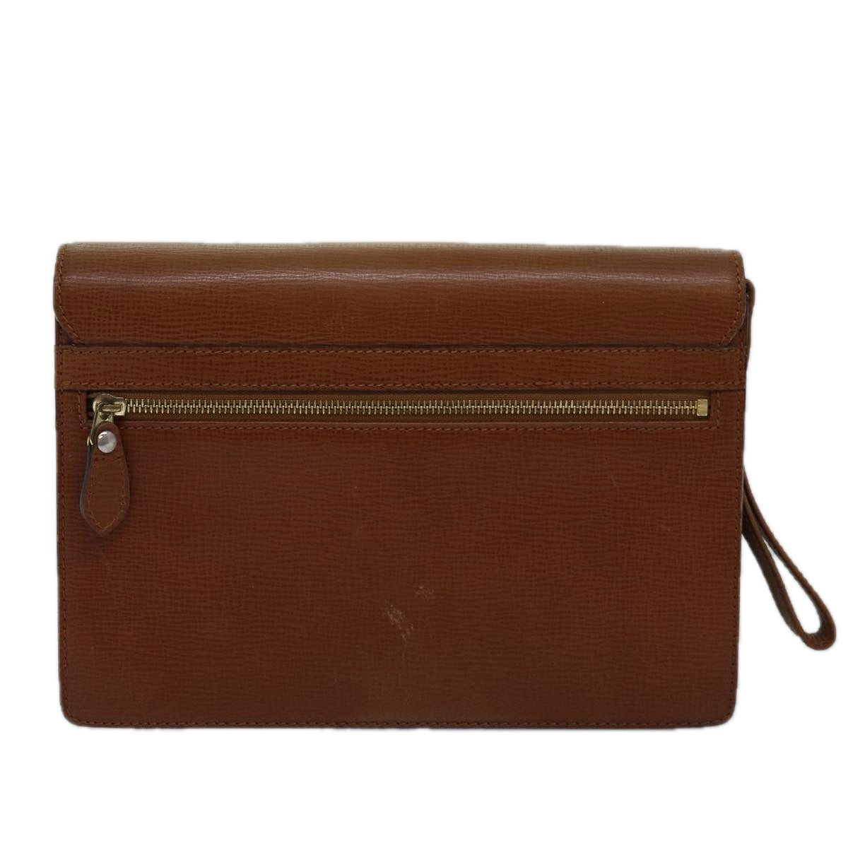 Burberrys Clutch Bag Leather Brown Auth bs14900