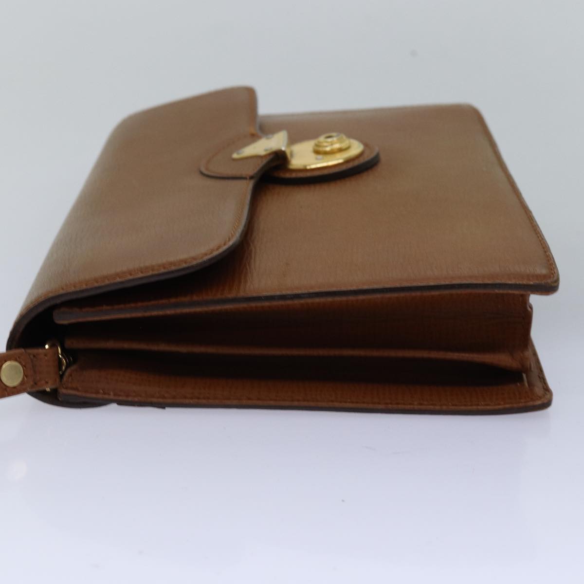 Burberrys Clutch Bag Leather Brown Auth bs14900