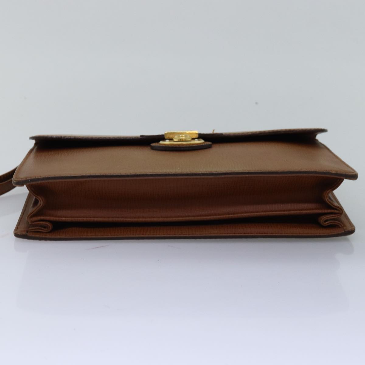 Burberrys Clutch Bag Leather Brown Auth bs14900