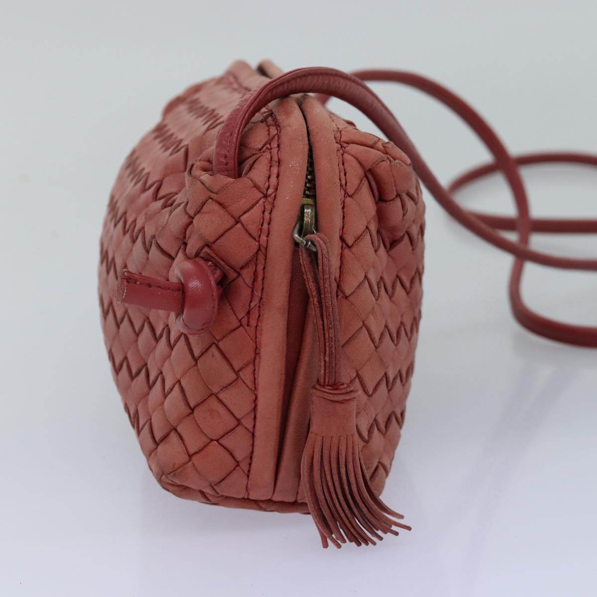 BOTTEGA VENETA INTRECCIATO Shoulder Bag Leather Pink Auth bs14935