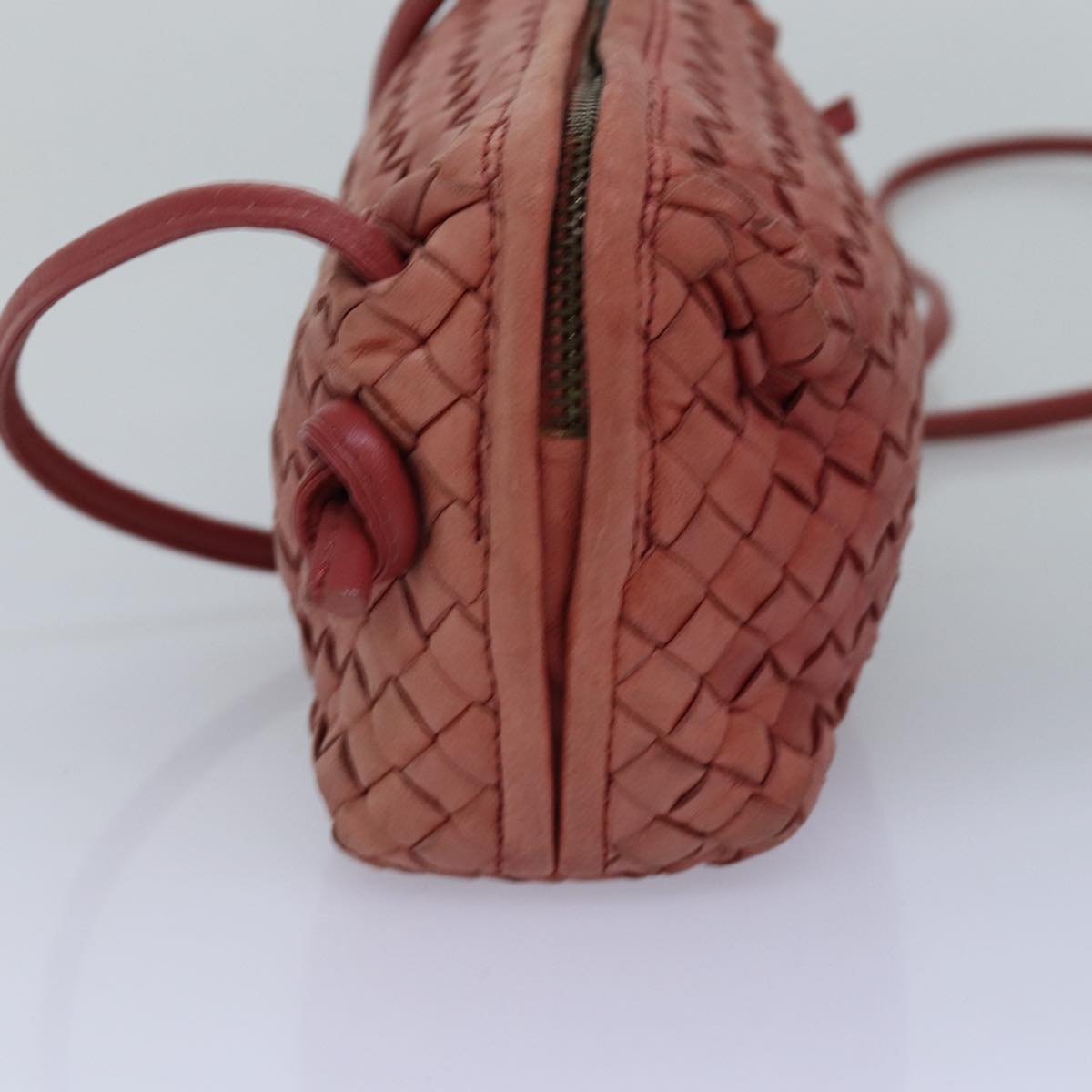 BOTTEGA VENETA INTRECCIATO Shoulder Bag Leather Pink Auth bs14935