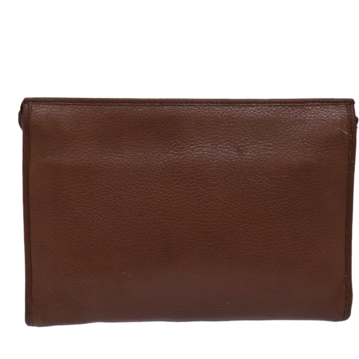 Burberrys Clutch Bag Leather Brown Auth bs14953