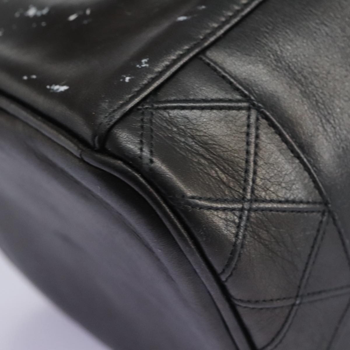 CHANEL Bicolole Vanity Cosmetic Pouch Leather Black CC Auth bs14966