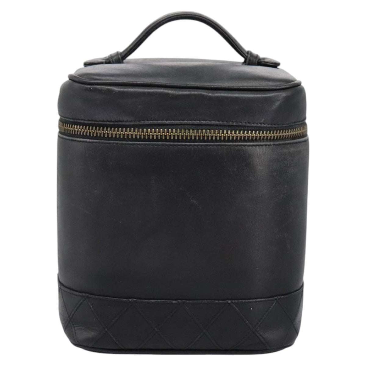 CHANEL Bicolole Vanity Cosmetic Pouch Leather Black CC Auth bs14966