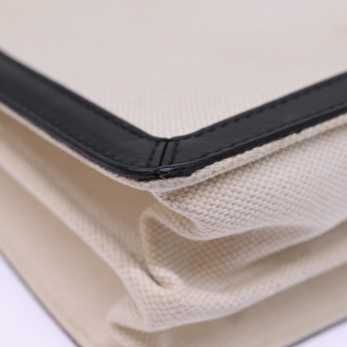 BALENCIAGA Navy Pochette Shoulder Bag Canvas Black White 339937 Auth bs14976