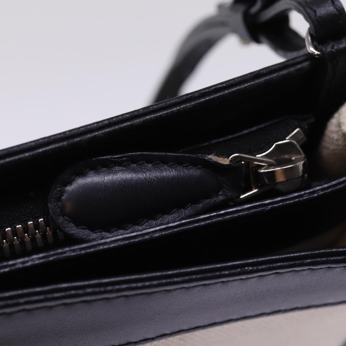 BALENCIAGA Navy Pochette Shoulder Bag Canvas Black White 339937 Auth bs14976