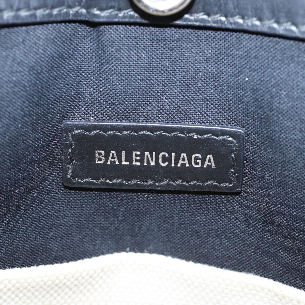 BALENCIAGA Navy Pochette Shoulder Bag Canvas Black White 339937 Auth bs14976