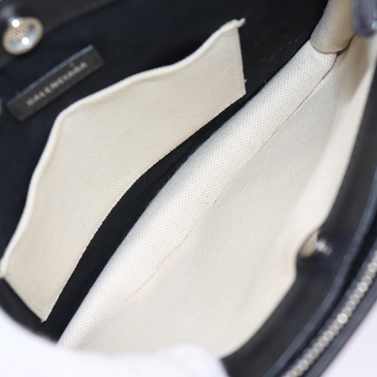 BALENCIAGA Navy Pochette Shoulder Bag Canvas Black White 339937 Auth bs14976