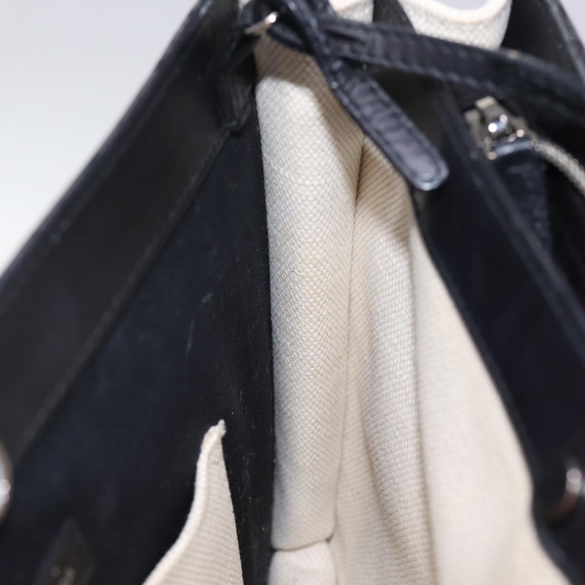 BALENCIAGA Navy Pochette Shoulder Bag Canvas Black White 339937 Auth bs14976