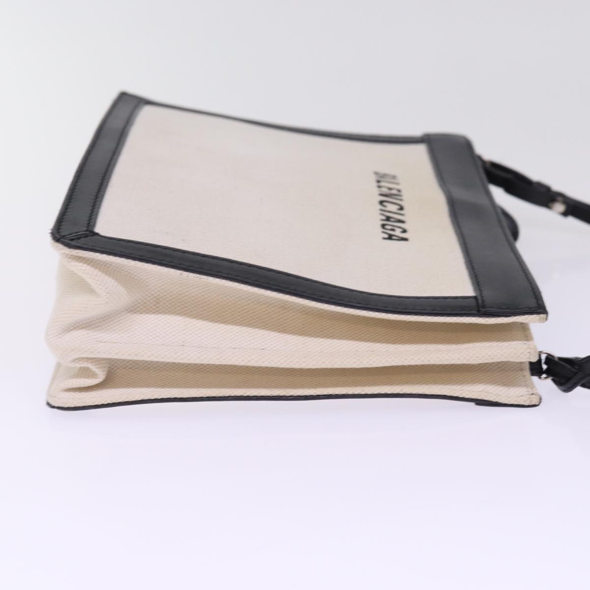 BALENCIAGA Navy Pochette Shoulder Bag Canvas Black White 339937 Auth bs14976