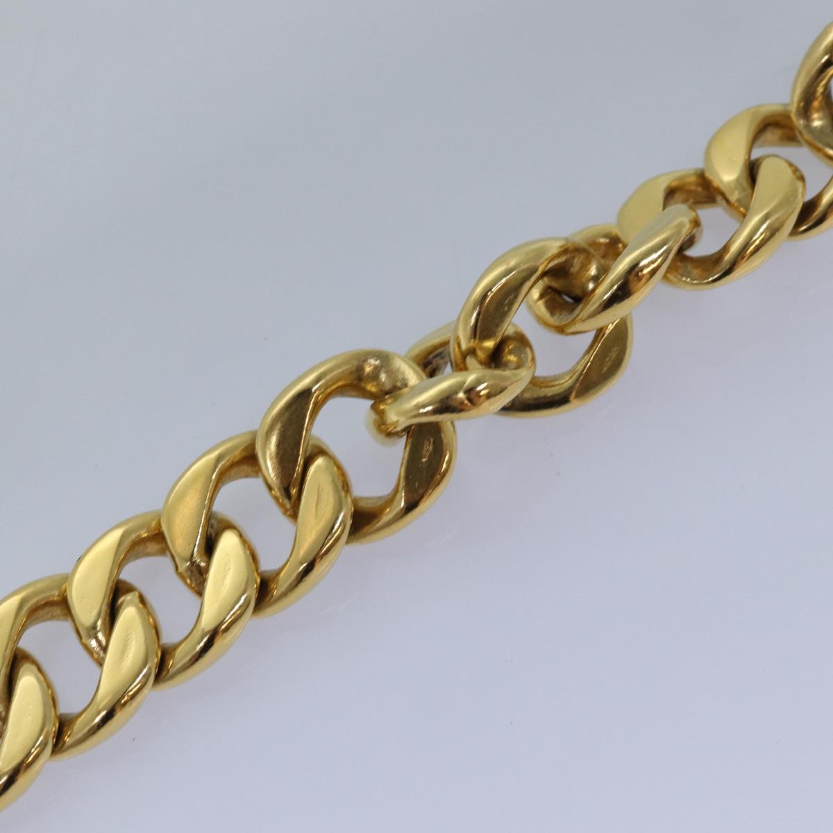 CHANEL Chain Belt metal 31.1"""" Gold Black CC Auth bs14988