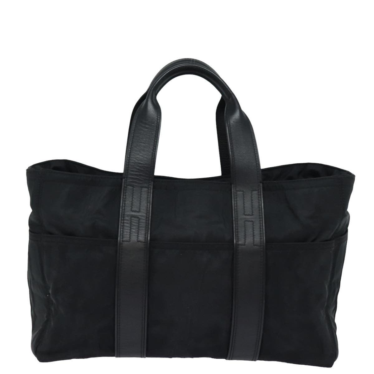 HERMES Akapu Luco MM Tote Bag Nylon Black Auth bs15031