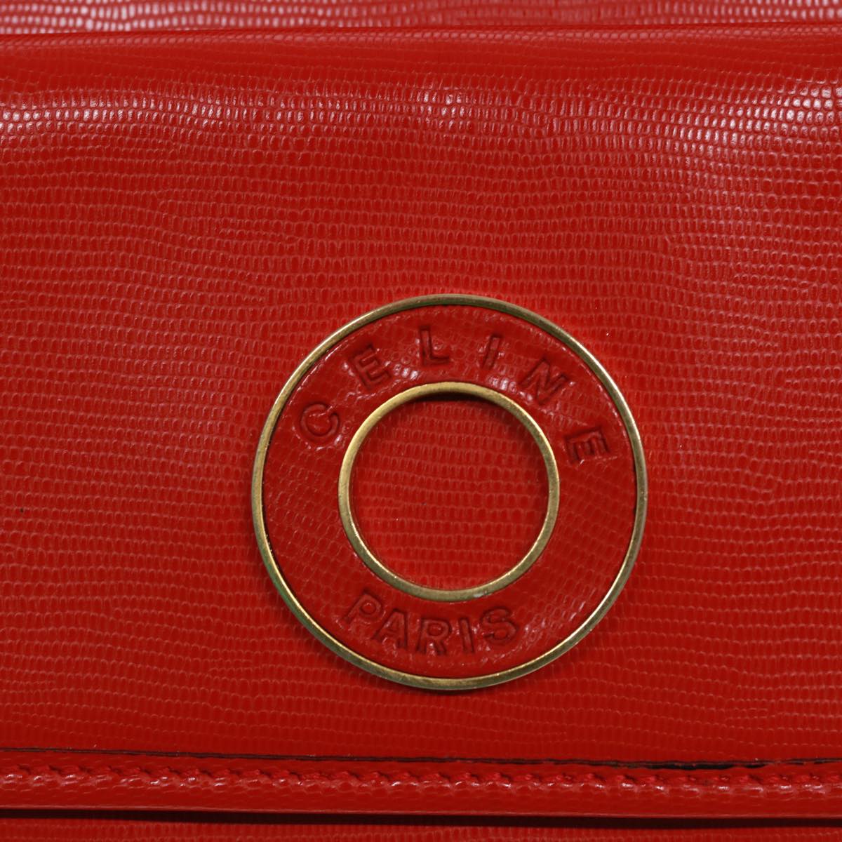 CELINE Shoulder Bag Leather Red Auth bs15049