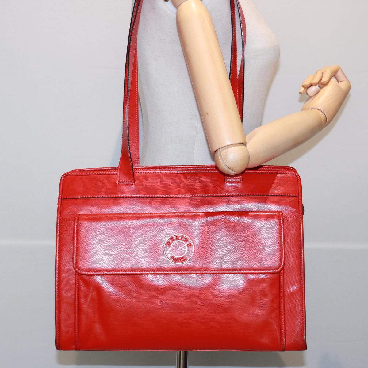 CELINE Shoulder Bag Leather Red Auth bs15049