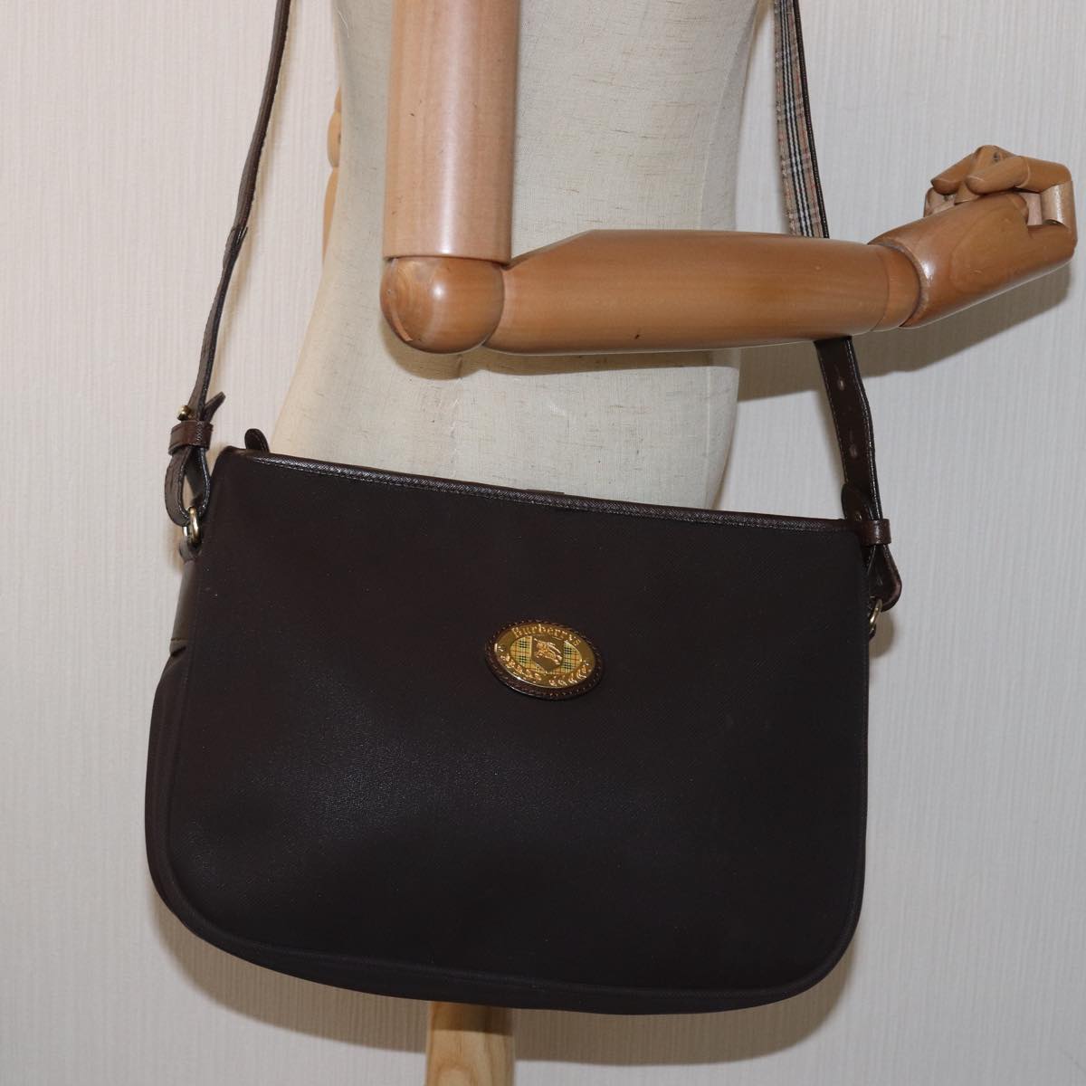 Burberrys Shoulder Bag PVC Leather Brown Auth bs15062