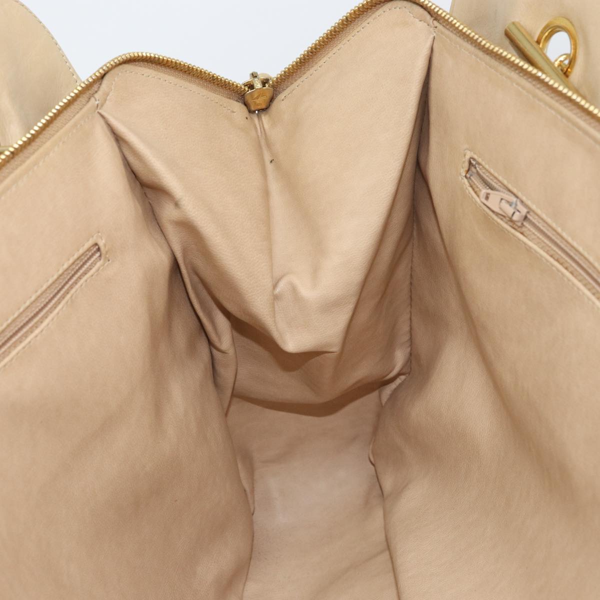 CHANEL Matelasse Chain Shoulder Bag Lamb Skin Beige CC Auth bs15118