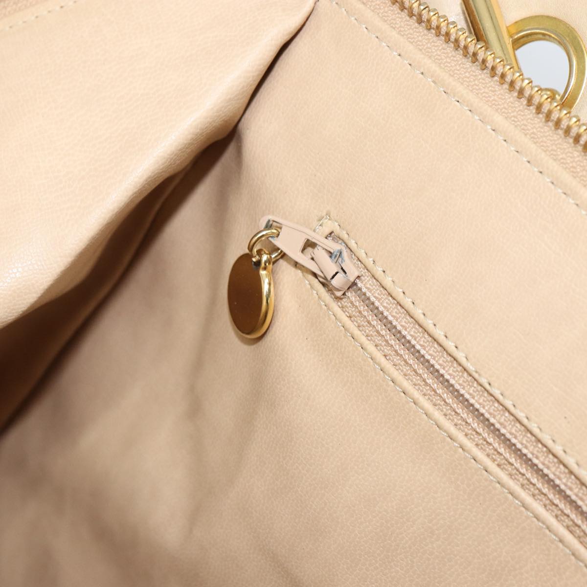 CHANEL Matelasse Chain Shoulder Bag Lamb Skin Beige CC Auth bs15118