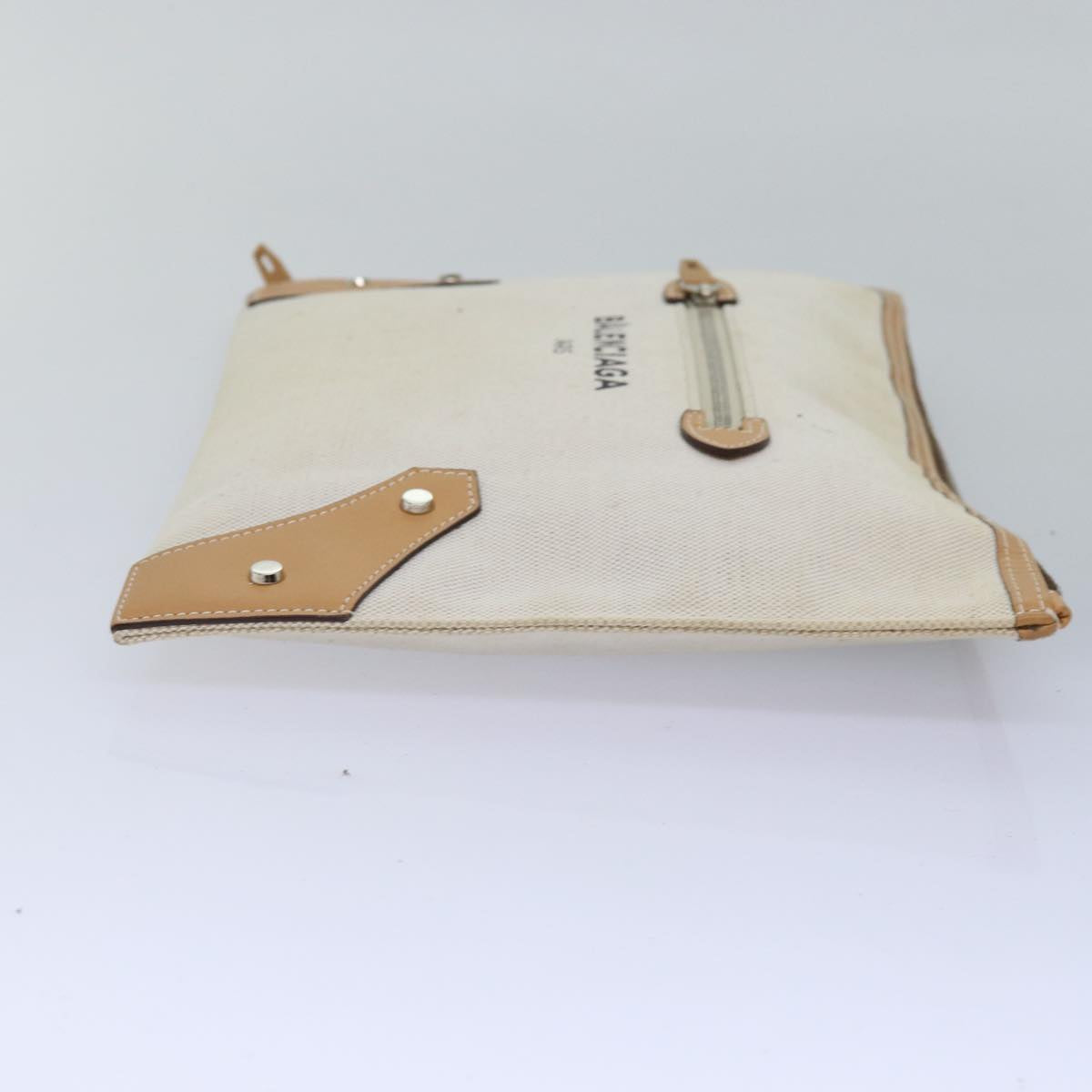 BALENCIAGA Clutch Bag Canvas Beige 419994 Auth bs15134