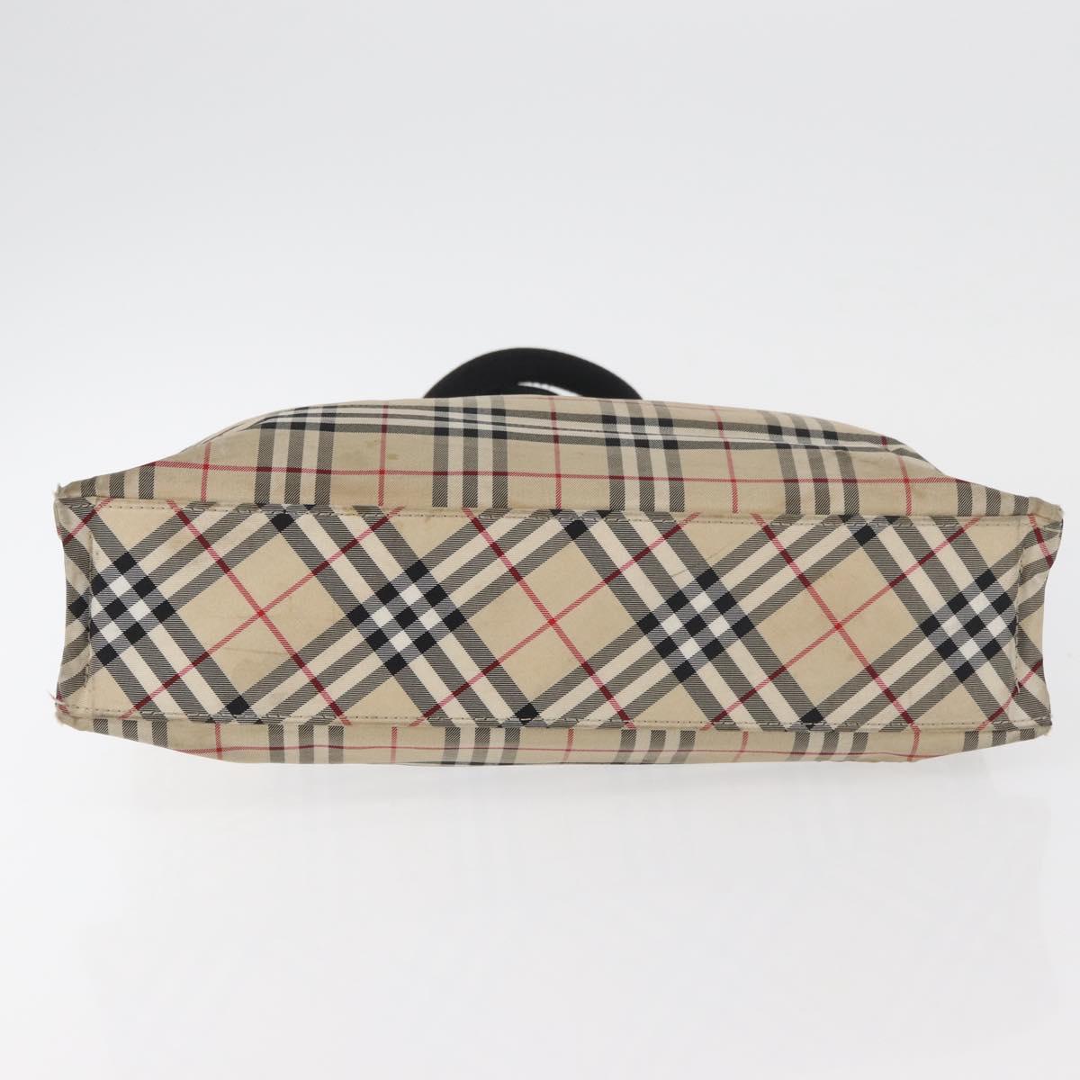 BURBERRY Nova Check Blue Label Hand Bag Nylon Beige Auth bs15174
