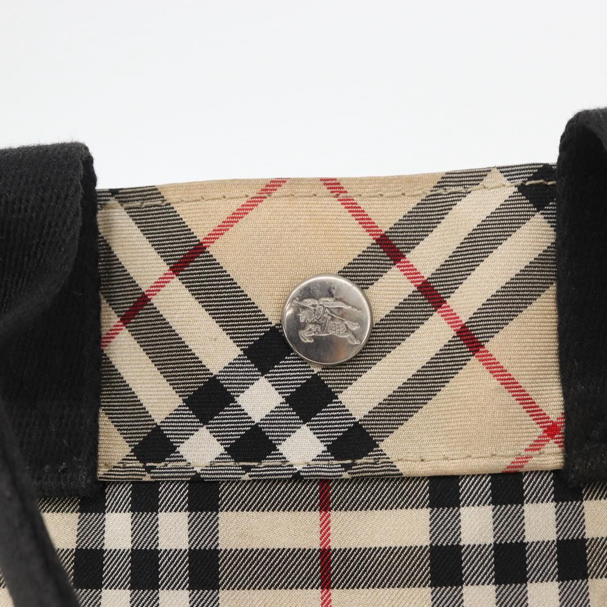 BURBERRY Nova Check Blue Label Hand Bag Nylon Beige Auth bs15174