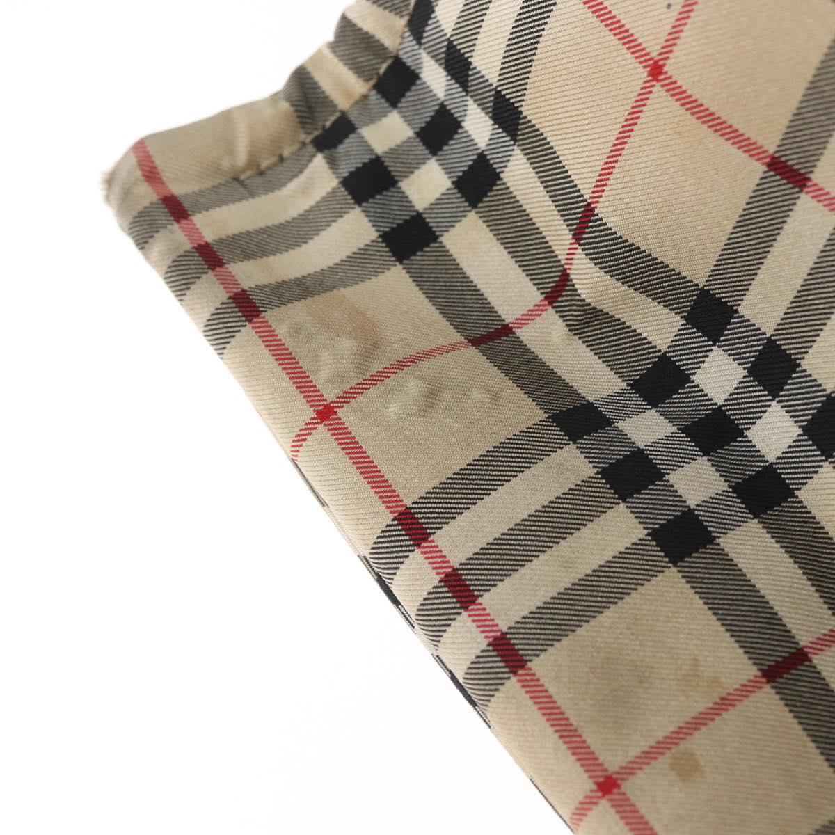 BURBERRY Nova Check Blue Label Hand Bag Nylon Beige Auth bs15174