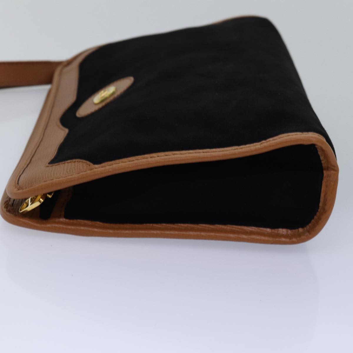 VALENTINO Clutch Bag Suede Black Auth bs15207