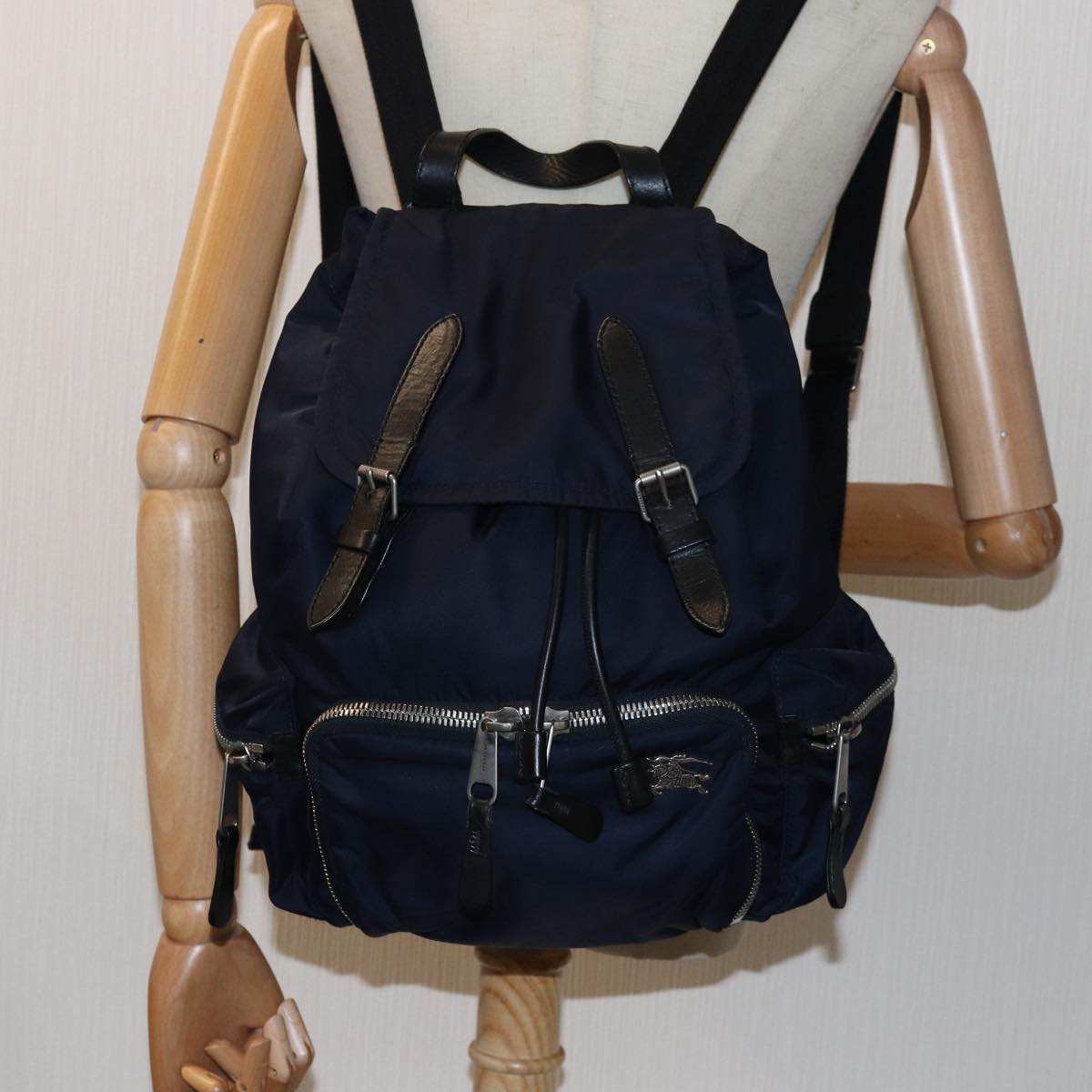 BURBERRY Backpack Nylon Navy Black Auth bs15241