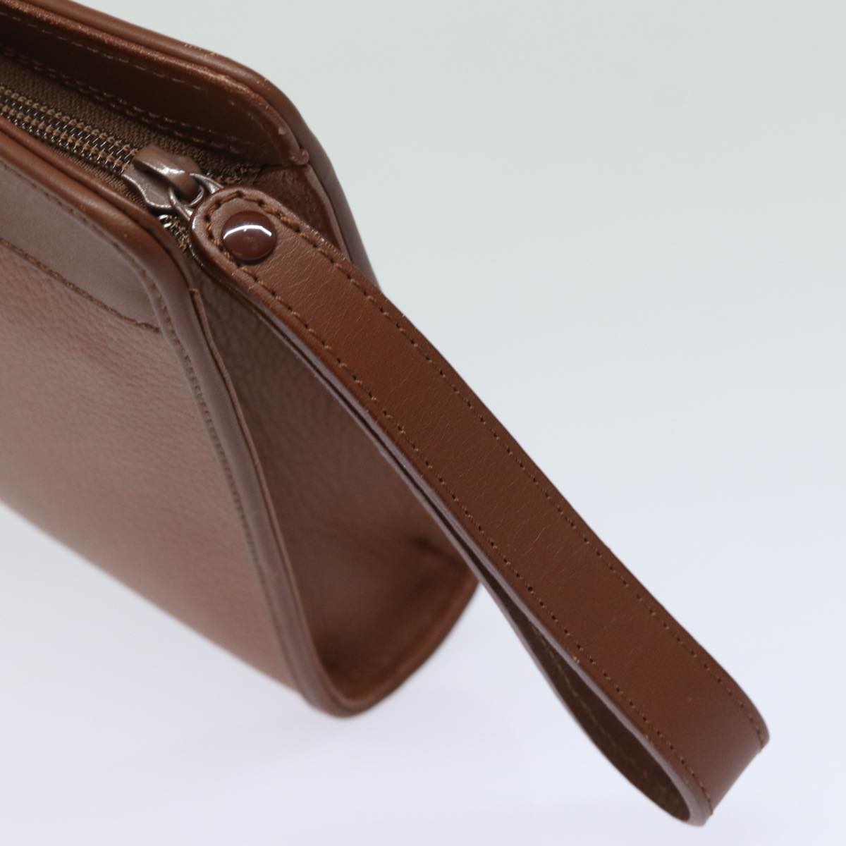 Burberrys Clutch Bag Leather Brown Auth bs15306