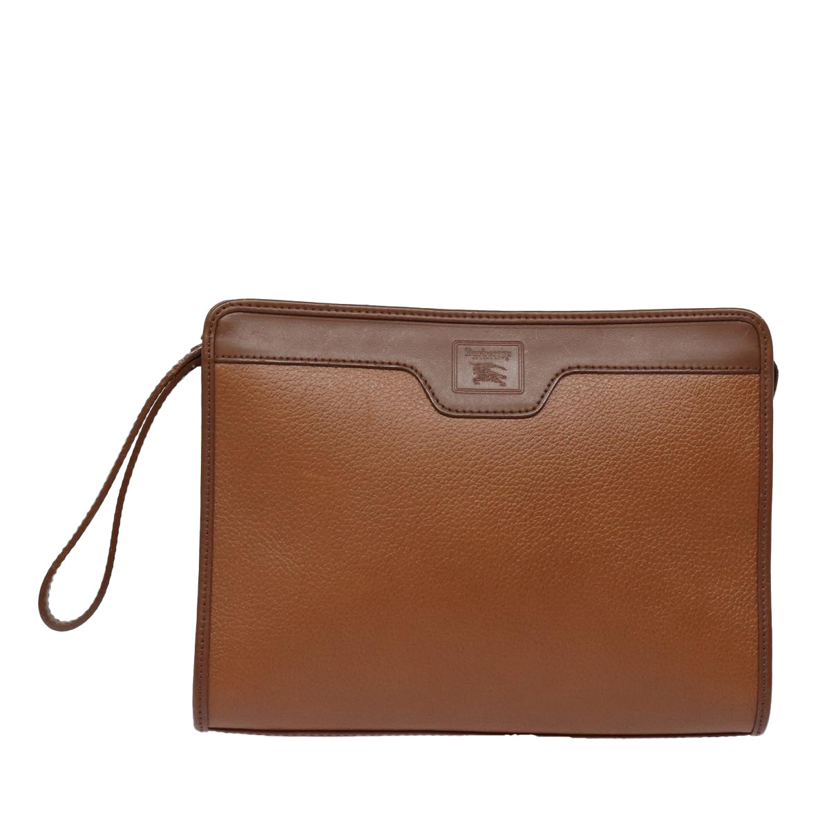 Burberrys Clutch Bag Leather Brown Auth bs15306