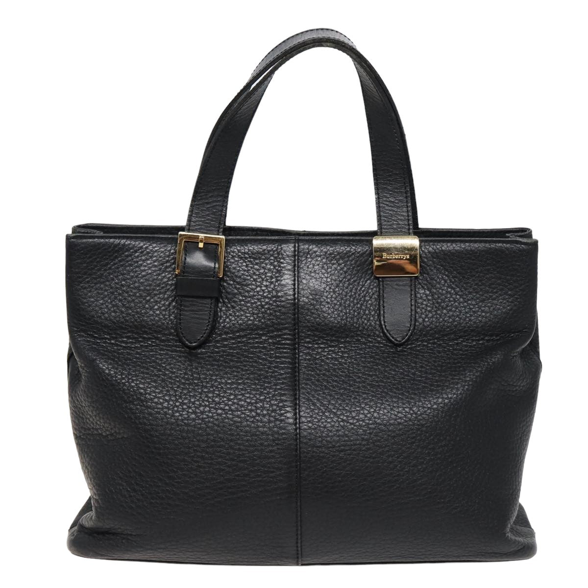 Burberrys Hand Bag Leather Black Auth bs15308